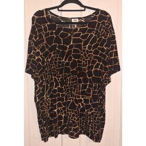 Vintage Made in USA SPS Animal Print Mobwife Slinky Blouse Women's Size Large